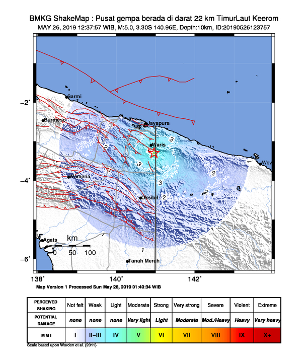 image of GEMPABUMI TEKTONIK M5,0 MENGGUNCANG KABUPATEN KEEROM, TIDAK BERPOTENSI TSUNAMI
